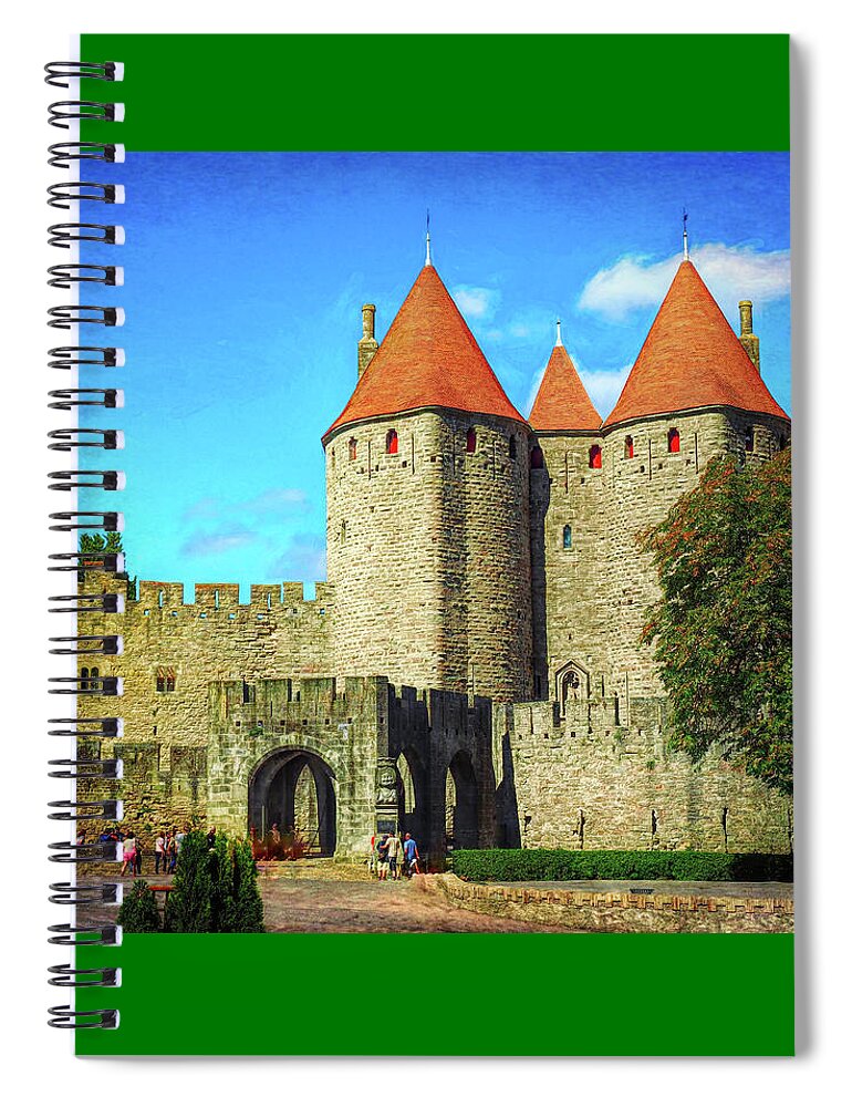 Carcassone Spiral Notebook featuring the photograph Carcassonne Gate by Bearj B Photo Art