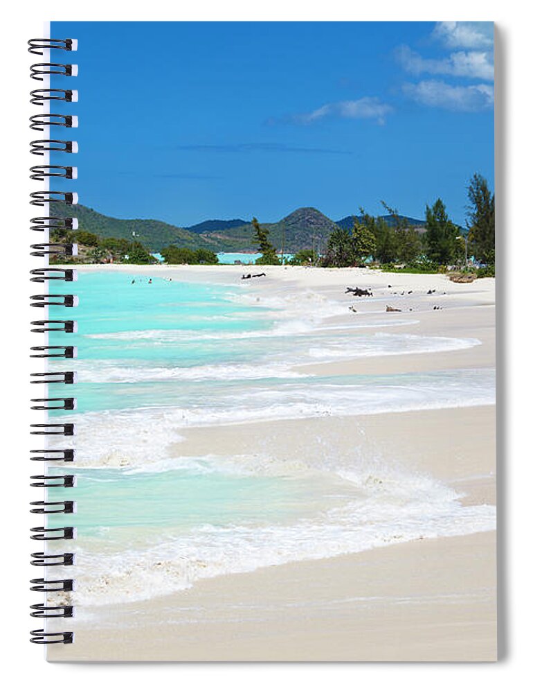 Water's Edge Spiral Notebook featuring the photograph Caribbean Beach With Blue Sky by Michaelutech