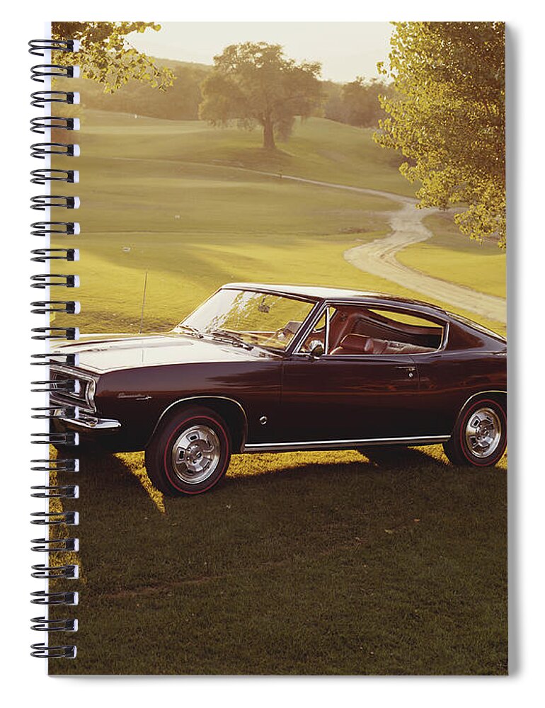 Shadow Spiral Notebook featuring the photograph Cark Parked In Park Near Tree by Tom Kelley Archive