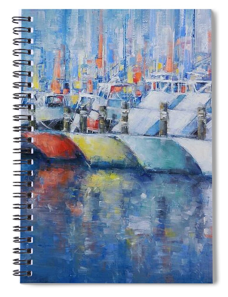 Marina Spiral Notebook featuring the painting Carolina Dreamin' by Dan Campbell