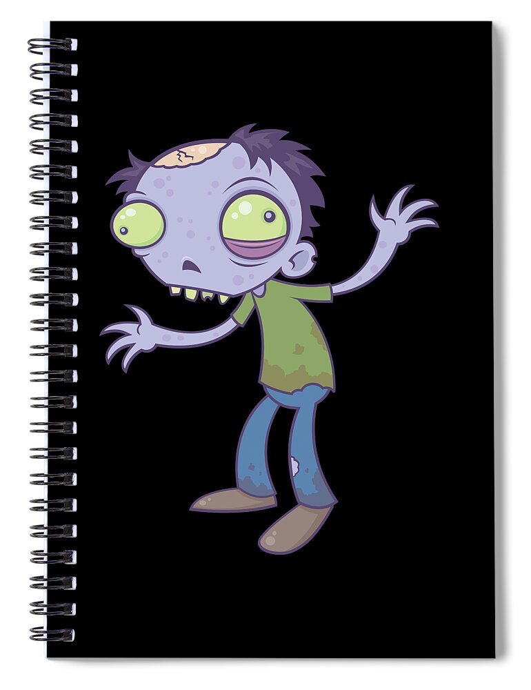 Zombie Spiral Notebook featuring the digital art Cartoon Zombie by John Schwegel