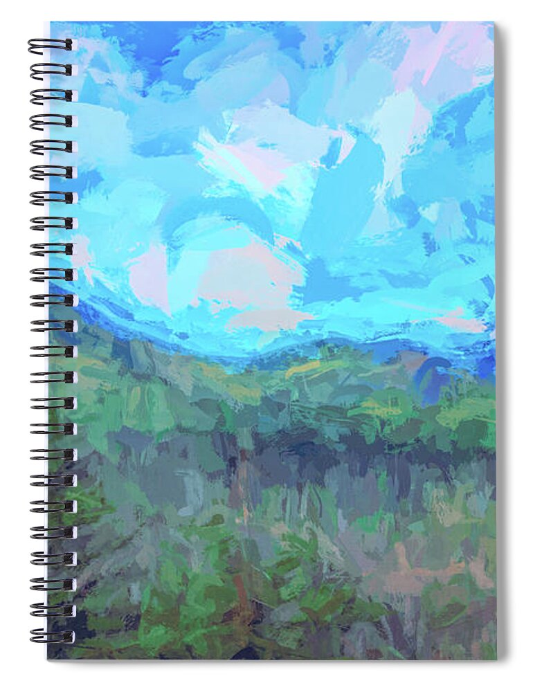 Cascades Mountains Spiral Notebook featuring the digital art Cascades Abstract Landscapes by Cathy Anderson