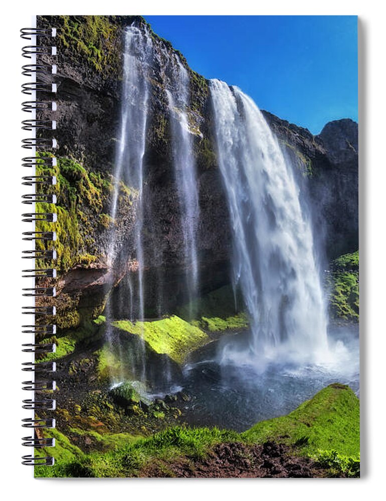 Clouds Spiral Notebook featuring the photograph Cascading over the Cliffs by Debra and Dave Vanderlaan