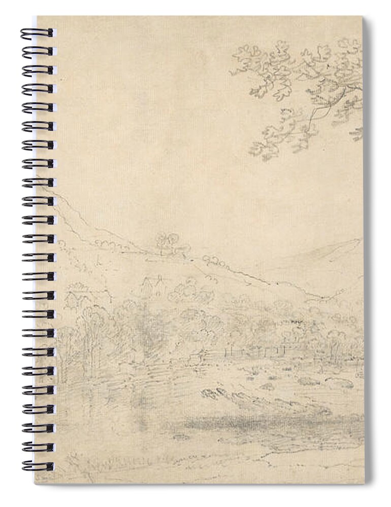 18th Century Art Spiral Notebook featuring the drawing Castell Dinas Bran, Wales by Richard Wilson