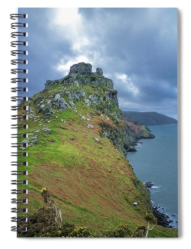 Valley Of The Rocks Spiral Notebook featuring the photograph Castle Rock Valley Of The Rocks Lynton Exmoor Devon by Richard Brookes