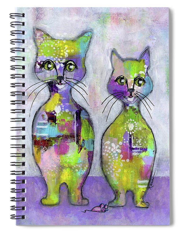 Cat Spiral Notebook featuring the painting Cat Family Portrait 2 by Karren Case
