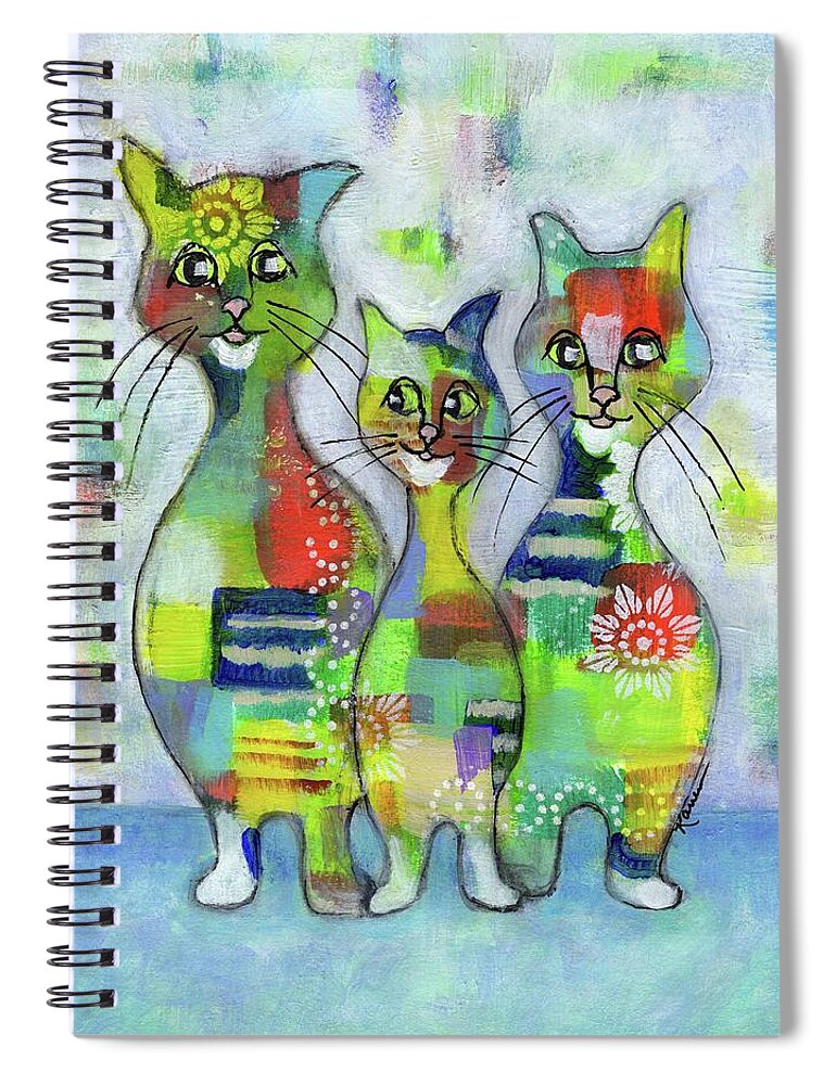 Cat Spiral Notebook featuring the painting Cat Family Portrait 3 by Karren Case