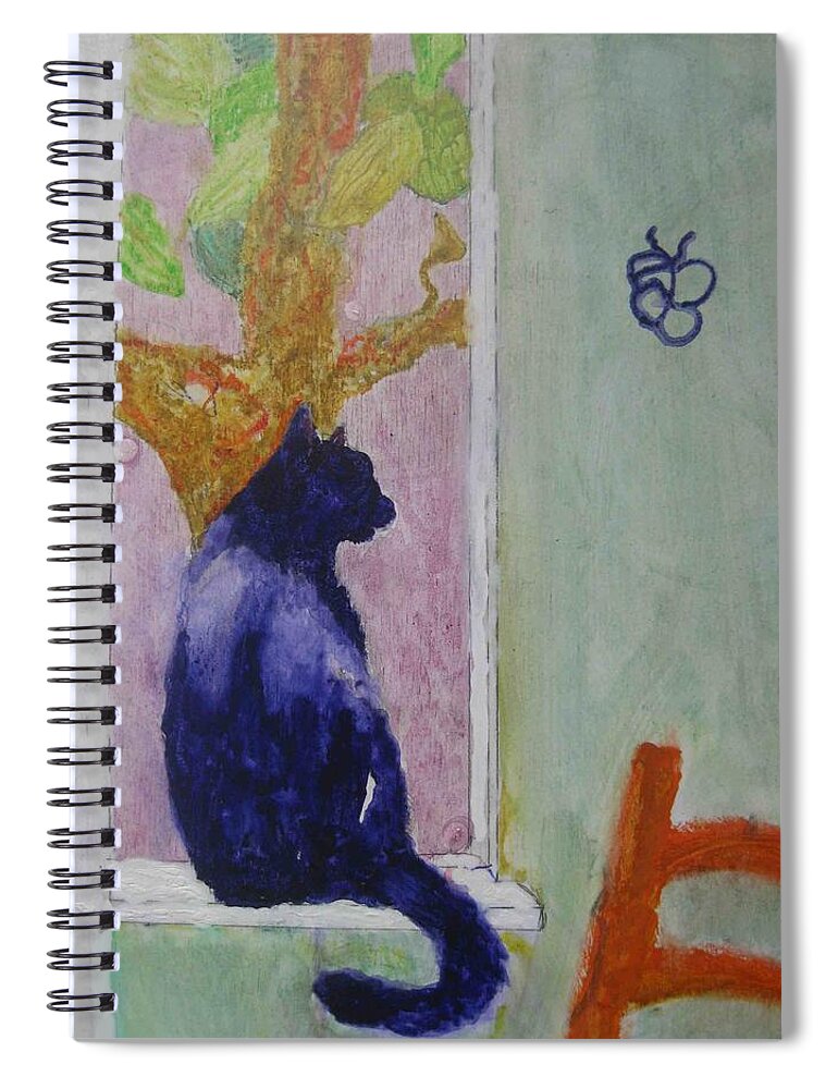 Pet Portrait Spiral Notebook featuring the painting cat named Seamus by AJ Brown