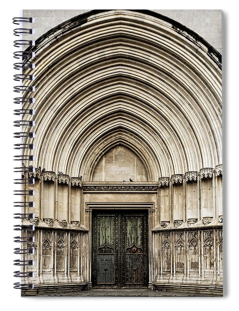 Doors Spiral Notebook featuring the photograph Cathedral of Girona Portico by Mary Capriole