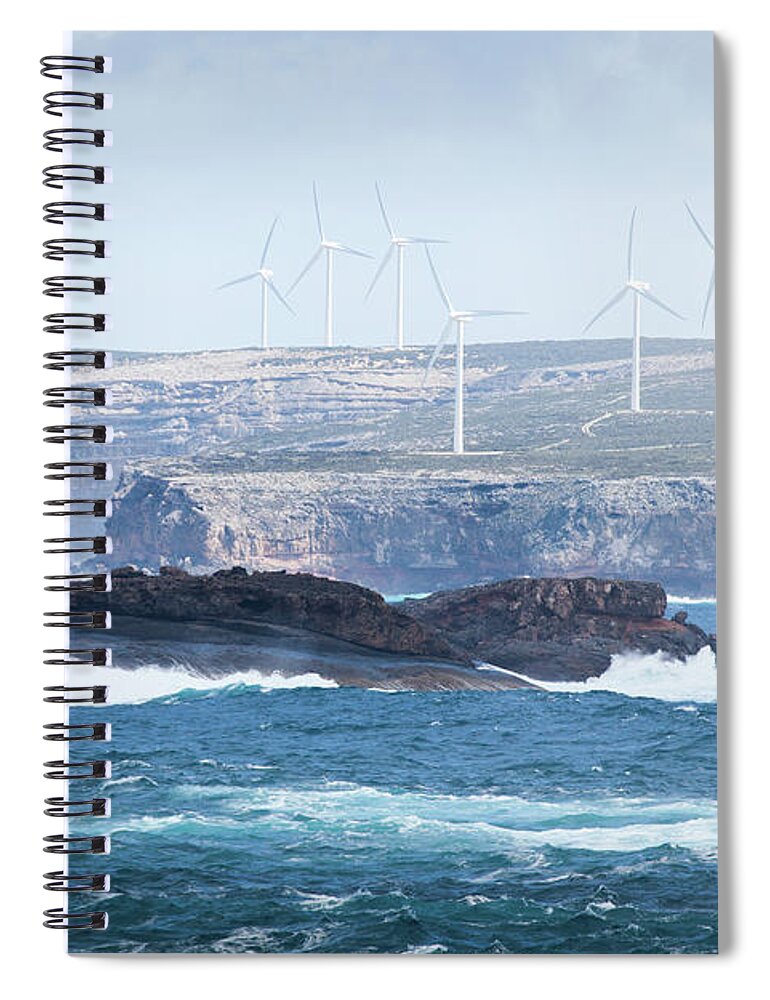 Scenics Spiral Notebook featuring the photograph Cathedral Rocks Windfarm. Port Lincoln by John White Photos