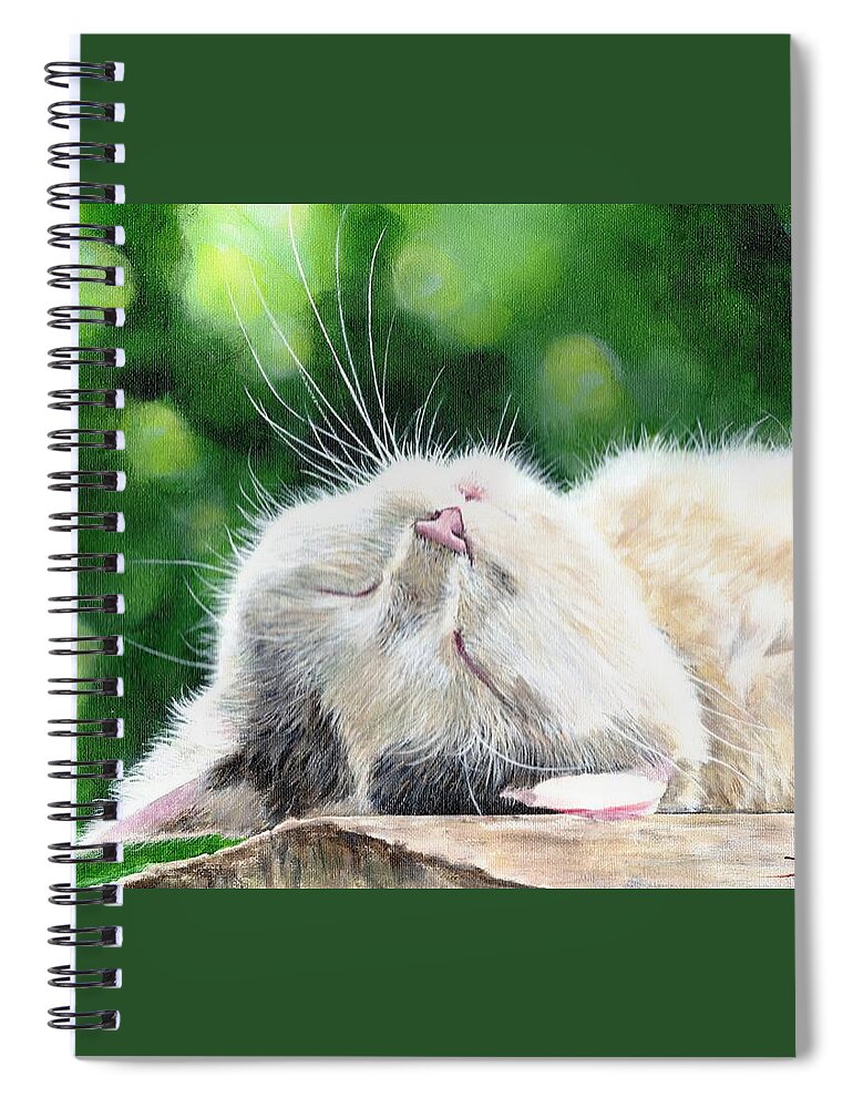 Cat Spiral Notebook featuring the painting Catnap by John Neeve