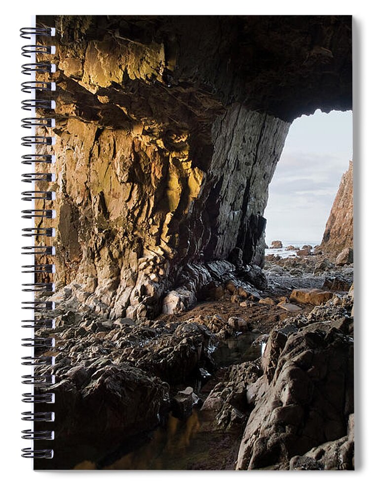 Tranquility Spiral Notebook featuring the photograph Cave In Campiecho Beach by Ramón Espelt Photography