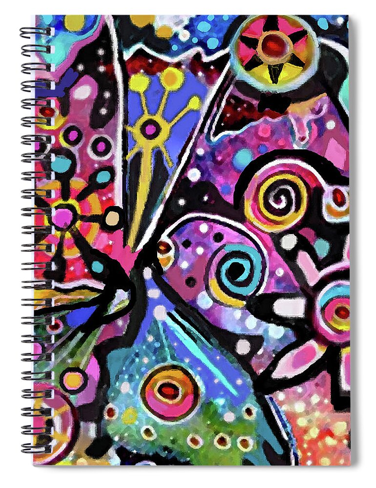 Colorful Spiral Notebook featuring the digital art Celebration by Jean Batzell Fitzgerald
