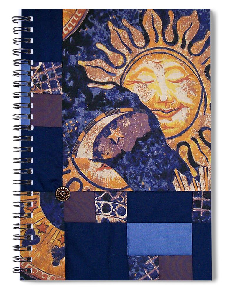 Sun Spiral Notebook featuring the tapestry - textile Celestial Slumber by Pam Geisel