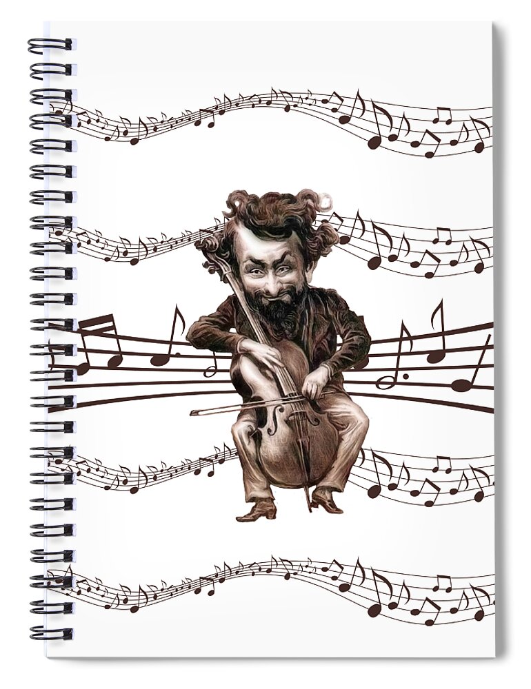 Cello Spiral Notebook featuring the digital art Cello Chops by Doreen Erhardt