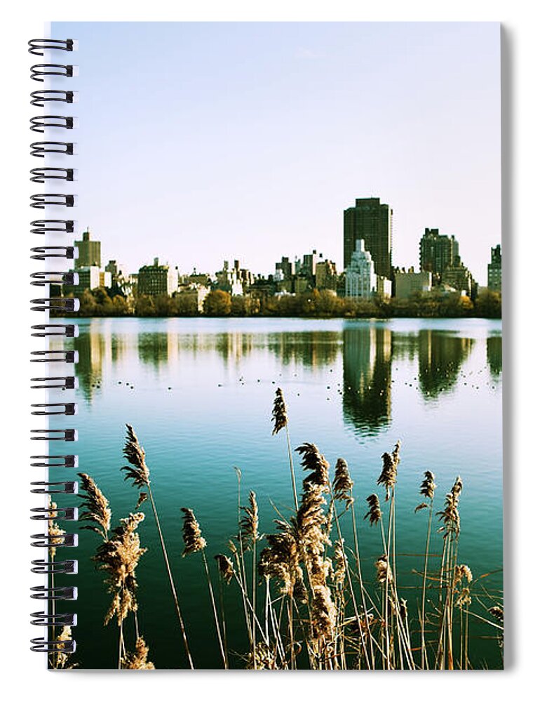 Water's Edge Spiral Notebook featuring the photograph Central Park Reservoir by Urbanglimpses