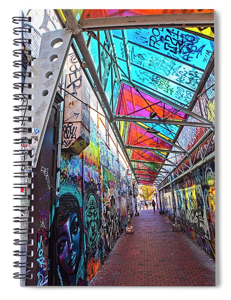 Cambridge Spiral Notebook featuring the photograph Central Square Cambridge MA Graffiti Alley Cambridge Massachusetts by Toby McGuire