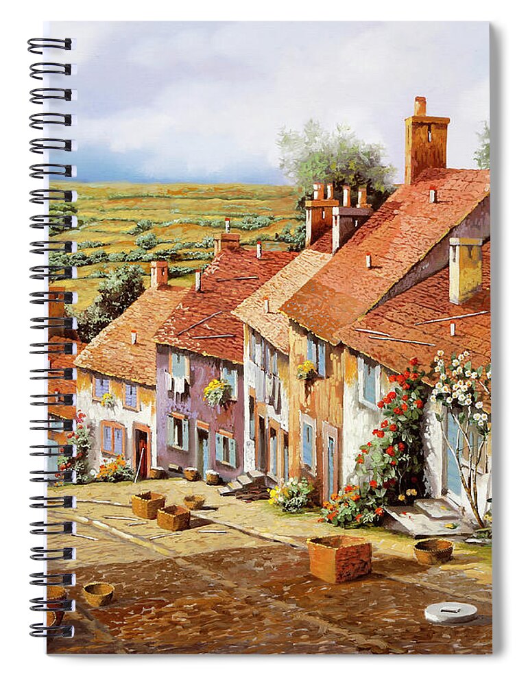 English Landscape Spiral Notebook featuring the painting Ceste Sulla Discesa by Guido Borelli