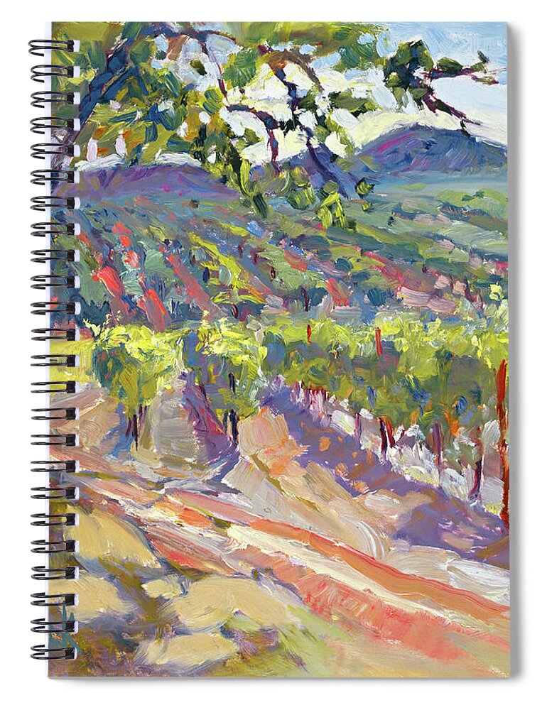 Vineyard Spiral Notebook featuring the painting Chalk Hill Vineyard by John McCormick