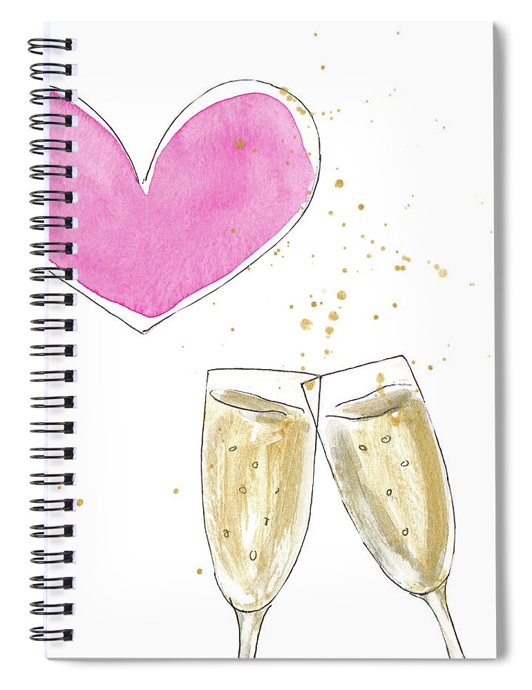 Champagne Spiral Notebook featuring the mixed media Champagne Heart by Lanie Loreth