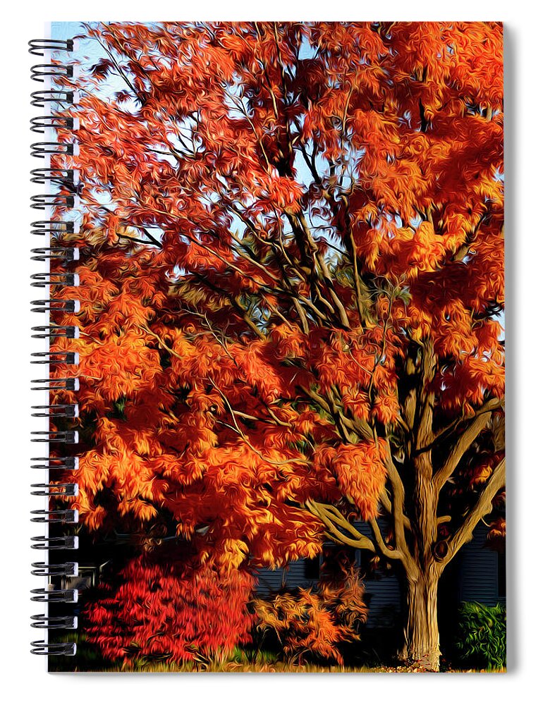 Autumn Spiral Notebook featuring the digital art Changing of the Season, Autumn by Sandra J's