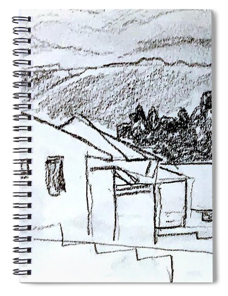 Charcoal Spiral Notebook featuring the painting Charcoal Pencil Houses.jpg by Suzanne Giuriati Cerny
