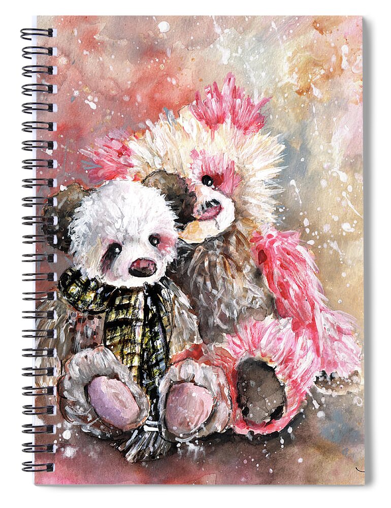 Teddy Spiral Notebook featuring the painting Charlie Bear Lola And Miss Haversham by Miki De Goodaboom