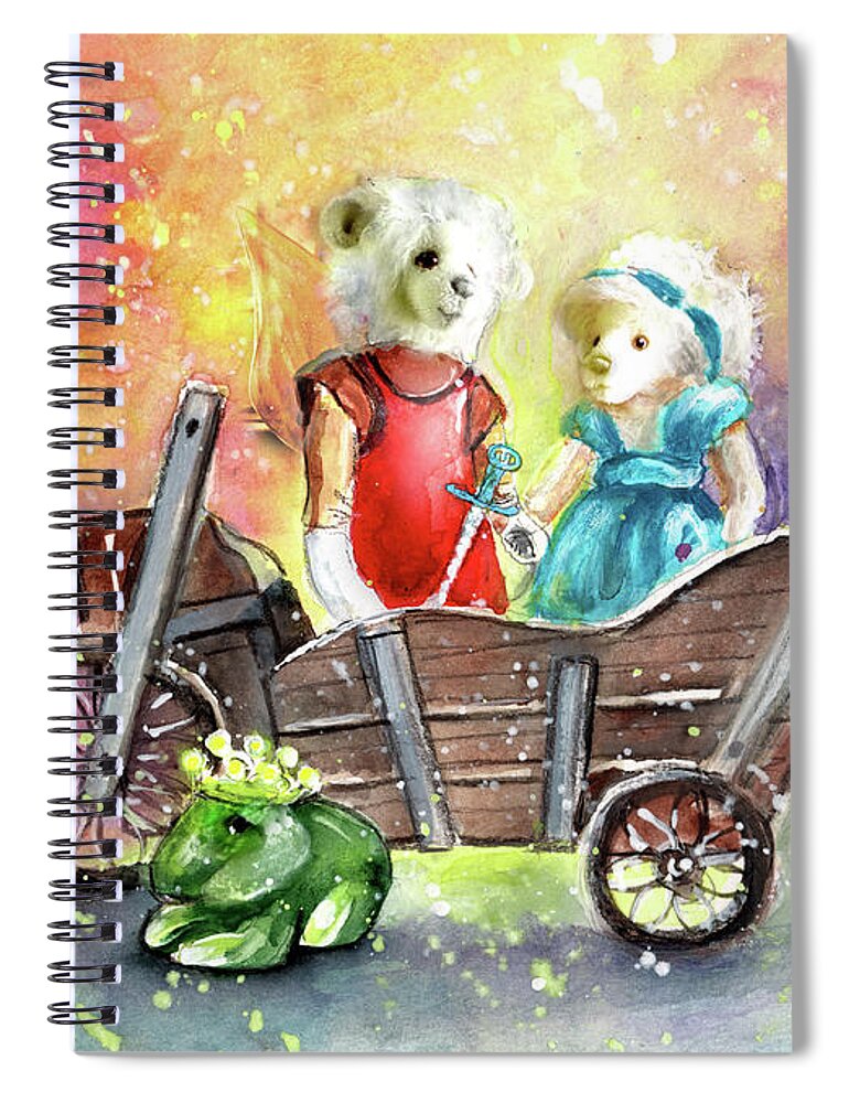 Teddy Spiral Notebook featuring the painting Charlie Bears King Of The Fairies And Thumbelina by Miki De Goodaboom