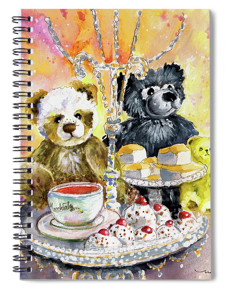 Teddy Spiral Notebook featuring the painting Charlie Bears Hot Cross Bun And Dreamer by Miki De Goodaboom