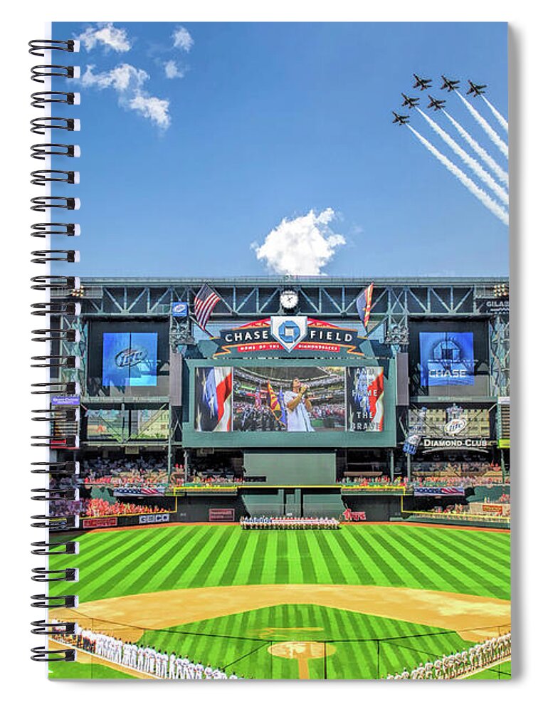 Chase Field Spiral Notebook featuring the painting Chase Field Arizona Diamondbacks Baseball Ballpark Stadium by Christopher Arndt