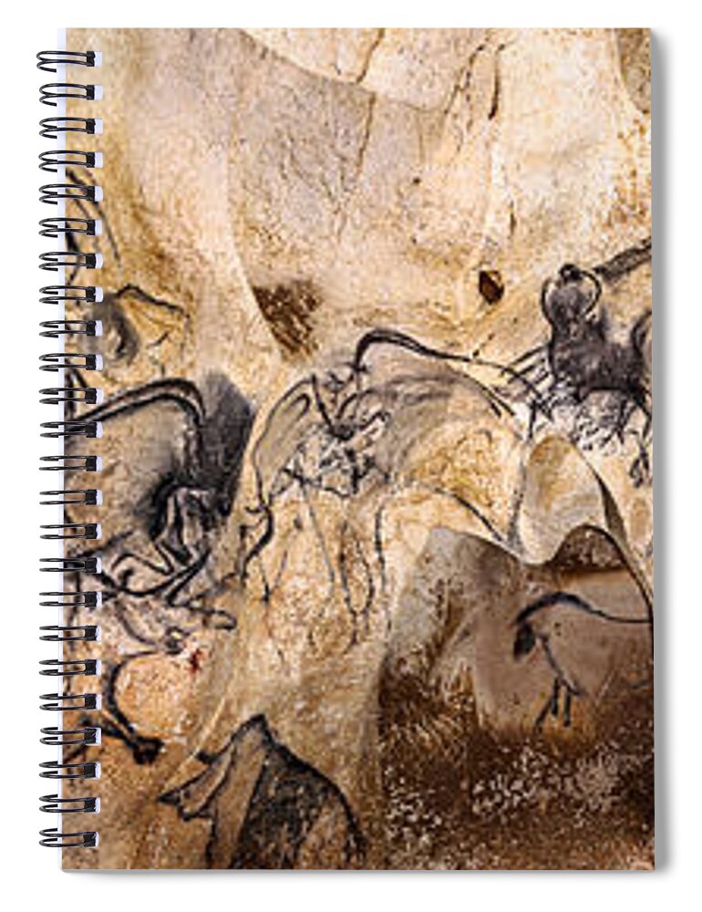 Chauvet Spiral Notebook featuring the digital art Chauvet Lions and Rhinos Extended by Weston Westmoreland