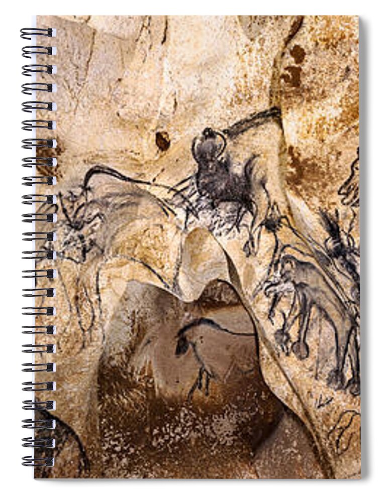 Chauvet Spiral Notebook featuring the digital art Chauvet Lions and Rhinos by Weston Westmoreland