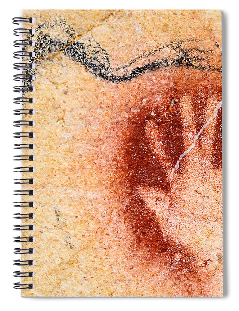 Chauvet Spiral Notebook featuring the digital art Chauvet Red Hand and Mammoth by Weston Westmoreland