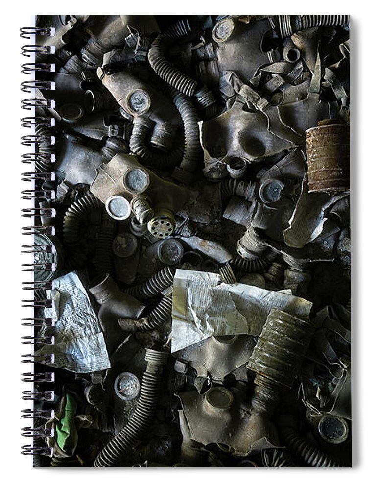 Abandoned Spiral Notebook featuring the photograph Chernobyl Gas Masks by Roman Robroek