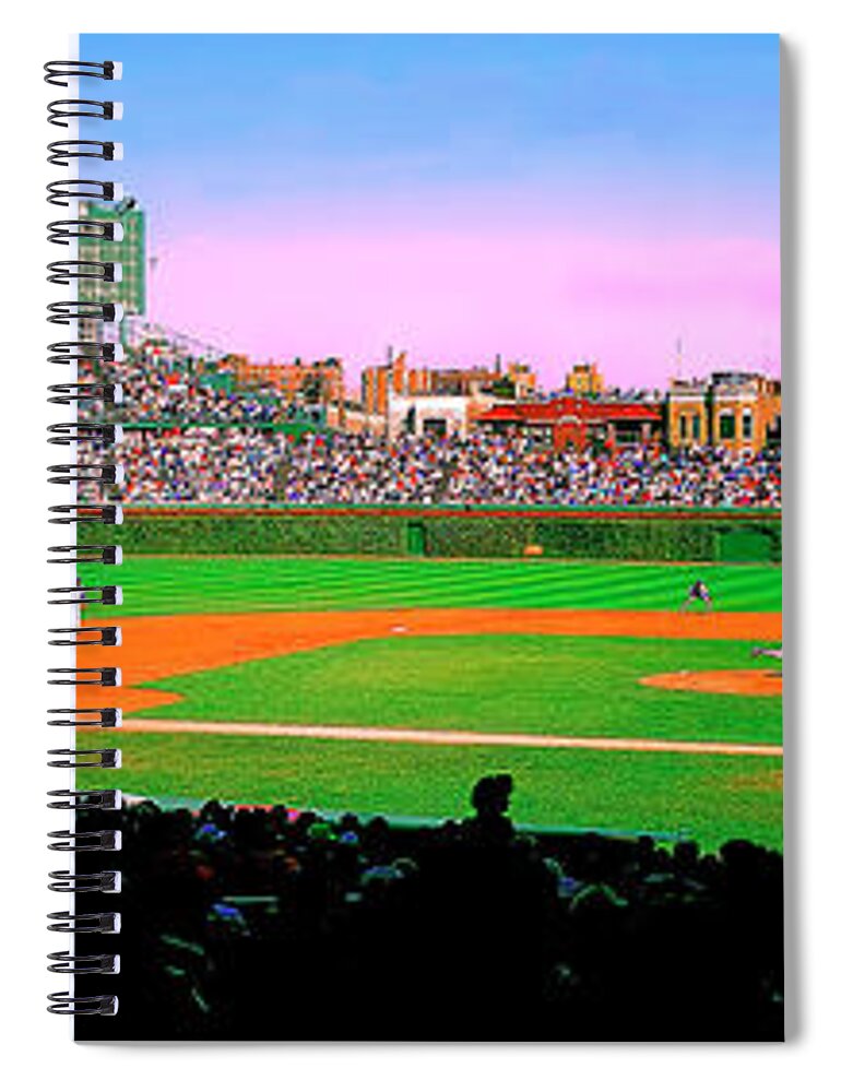 Chicago Spiral Notebook featuring the photograph Chicago Cubs Wrigley Field third and home  by Tom Jelen