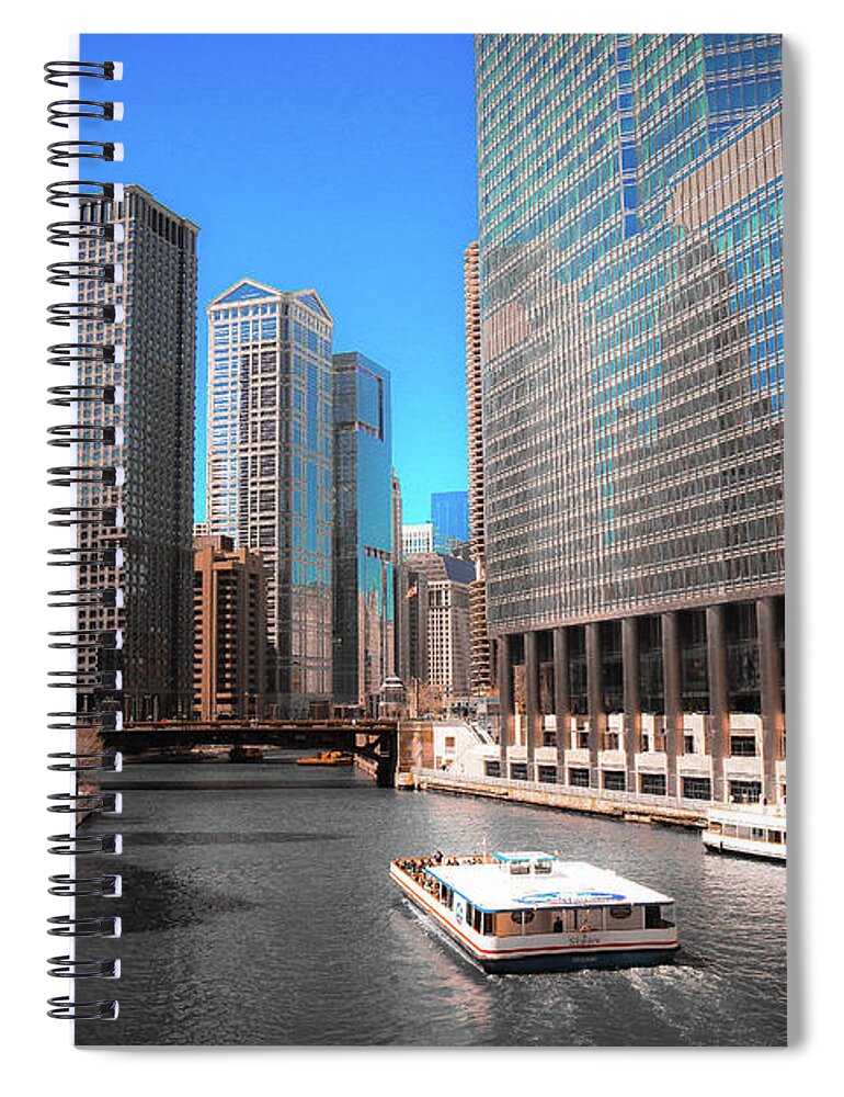 Chicago Spiral Notebook featuring the photograph Chicago River by Veronica Batterson