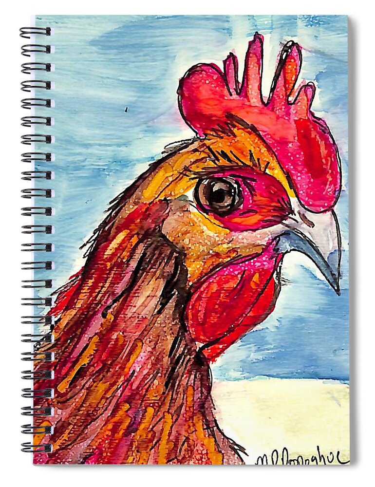 Colorful Chickens Spiral Notebook featuring the painting Chicken Head 3 by Patty Donoghue