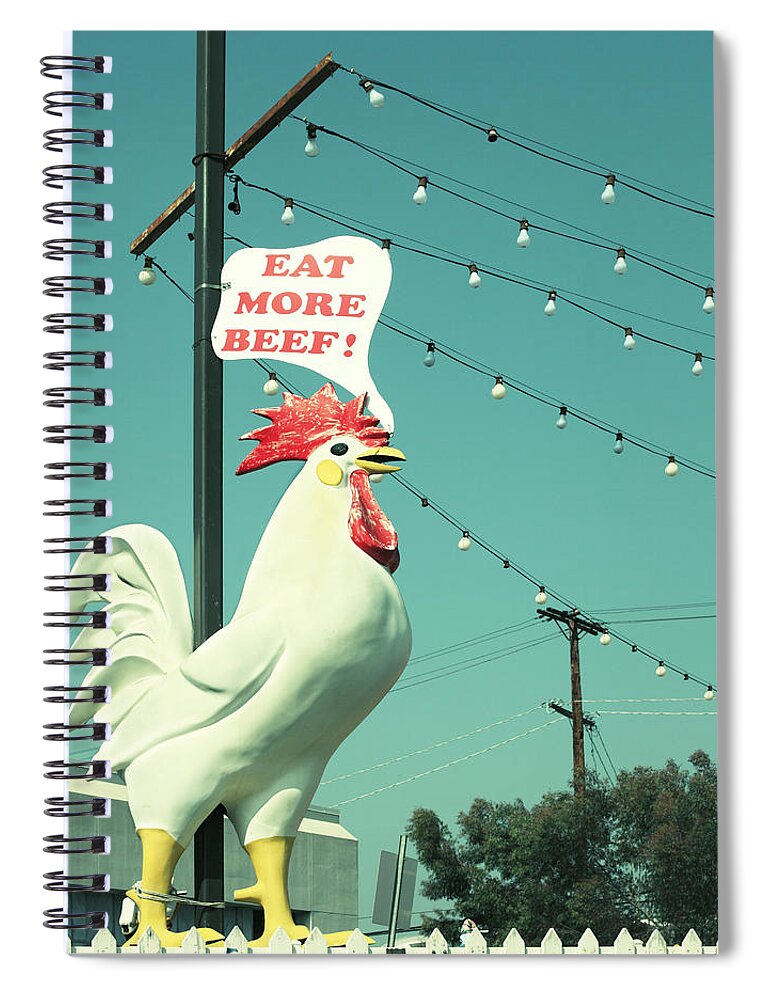 White Leghorn Spiral Notebook featuring the photograph Chicken Says Eat Beef by Farukulay