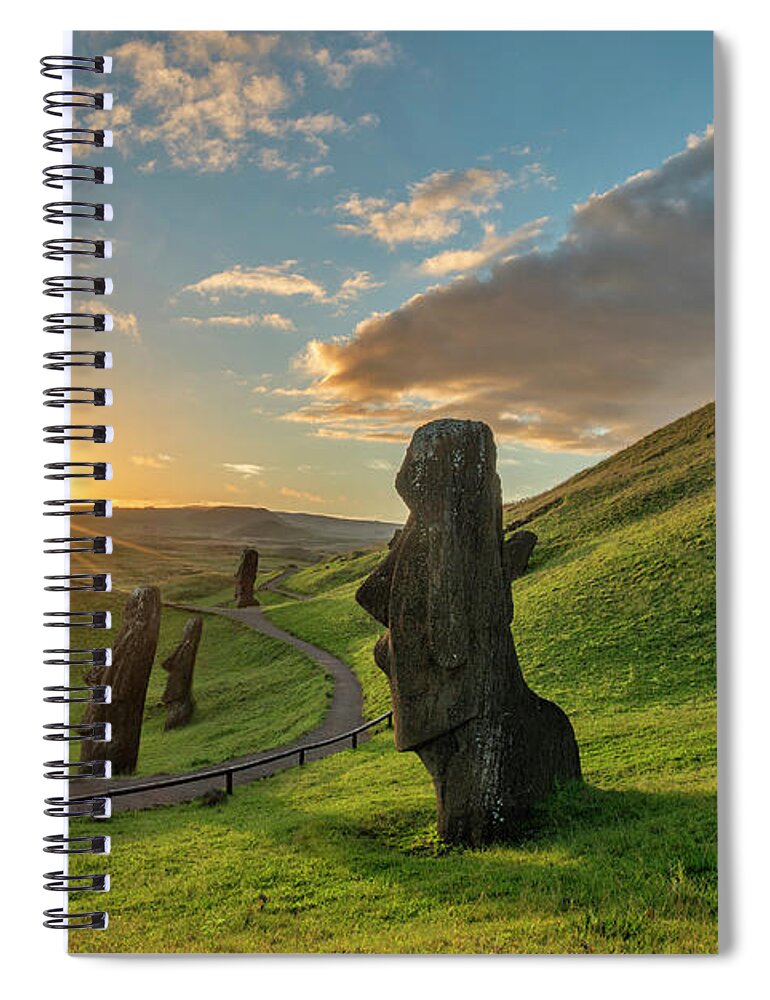 Estock Spiral Notebook featuring the digital art Chile, Easter Island by Sean Caffrey