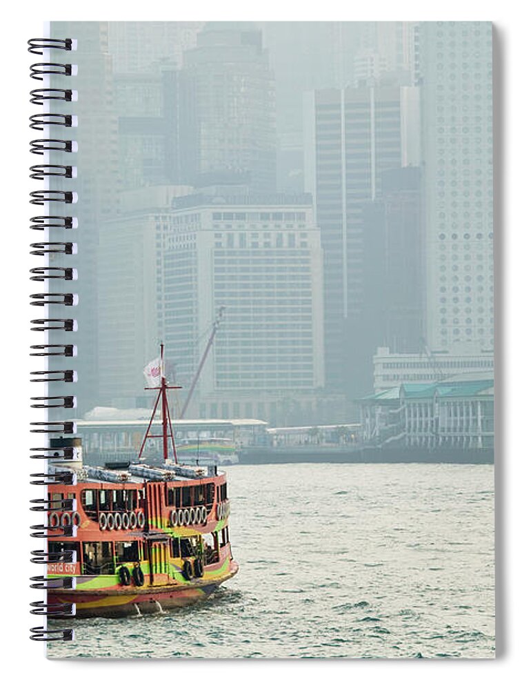 Ferry Spiral Notebook featuring the photograph China, Hong Kong, Kowloon, Star Ferry by Walter Bibikow
