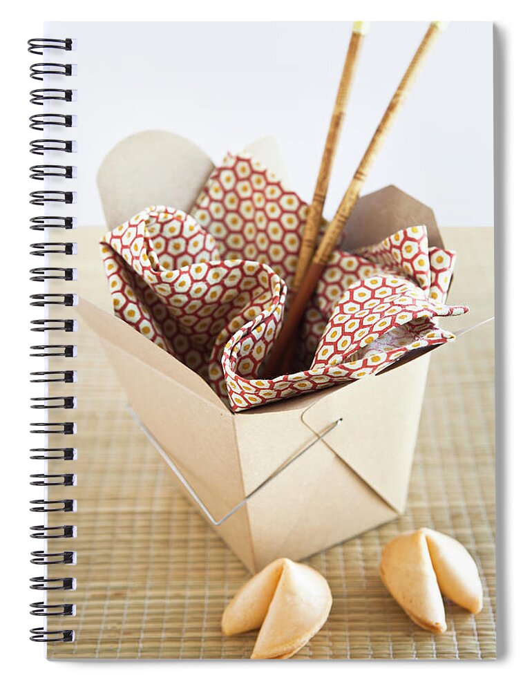 Chinese Culture Spiral Notebook featuring the photograph Chinese Takeout Container And Fortune by Pam Mclean