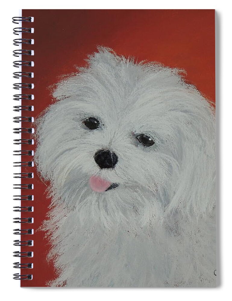 Dog Spiral Notebook featuring the pastel Chloe's Angel by Carol Corliss