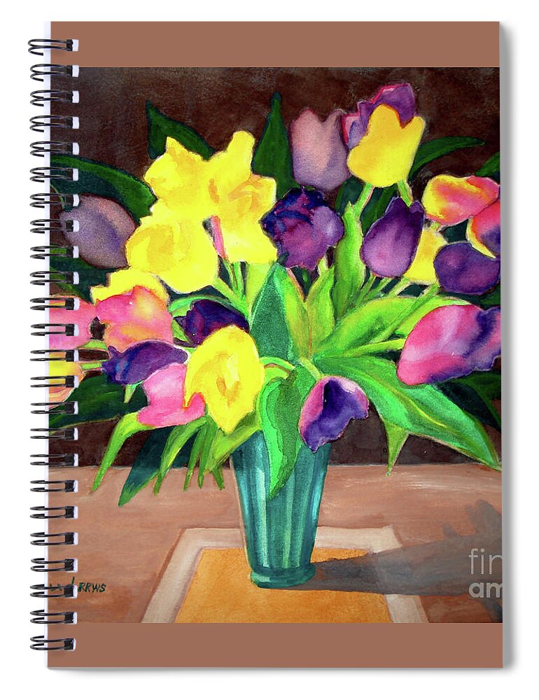 Painting Spiral Notebook featuring the painting Chocolate Tulips Square by Kathy Braud