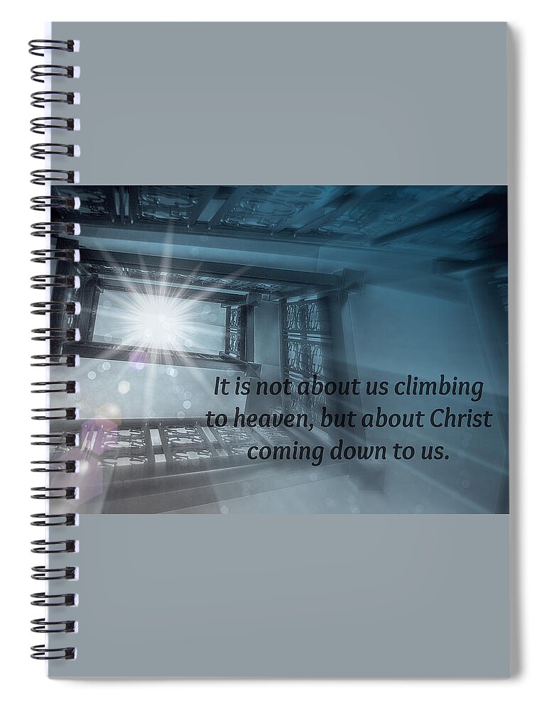 Christ Alone; Stairs; Heaven; Tsarts; Troystapek; Troy Stapek; Faith; Jesus Spiral Notebook featuring the digital art Christ Alone by Troy Stapek