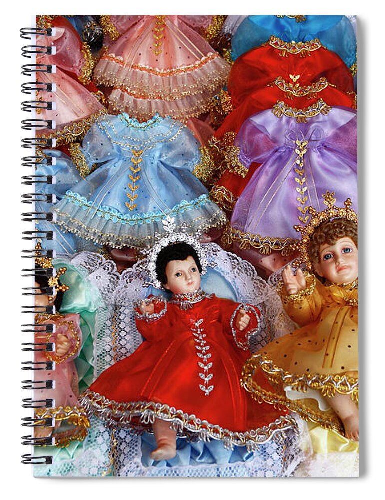 Christmas Spiral Notebook featuring the photograph Christ Child Figurines in Christmas Market by James Brunker