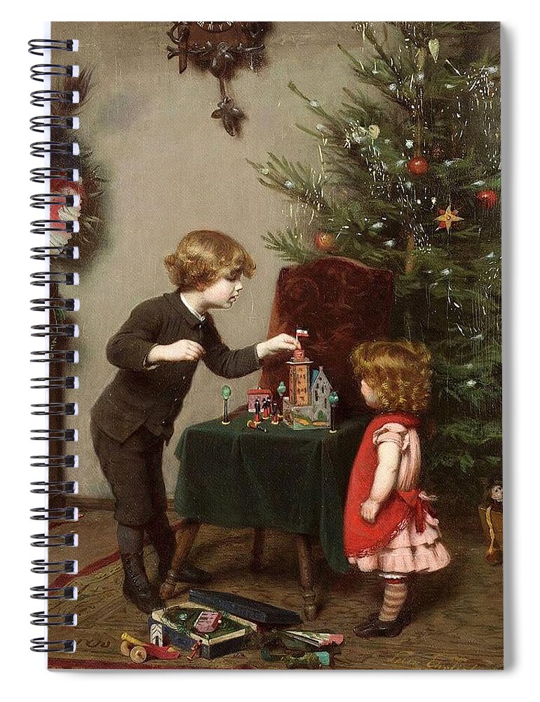 Christmas Spiral Notebook featuring the digital art Christmas, 1889 by Felix Ehrlich
