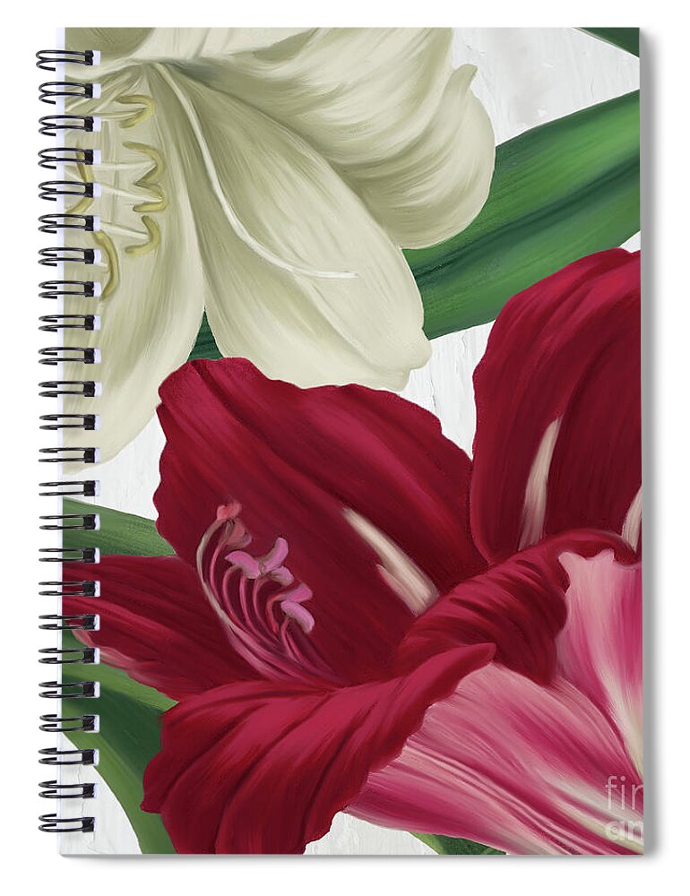 Amaryllis Spiral Notebook featuring the painting Christmas Amaryllis I by Mindy Sommers