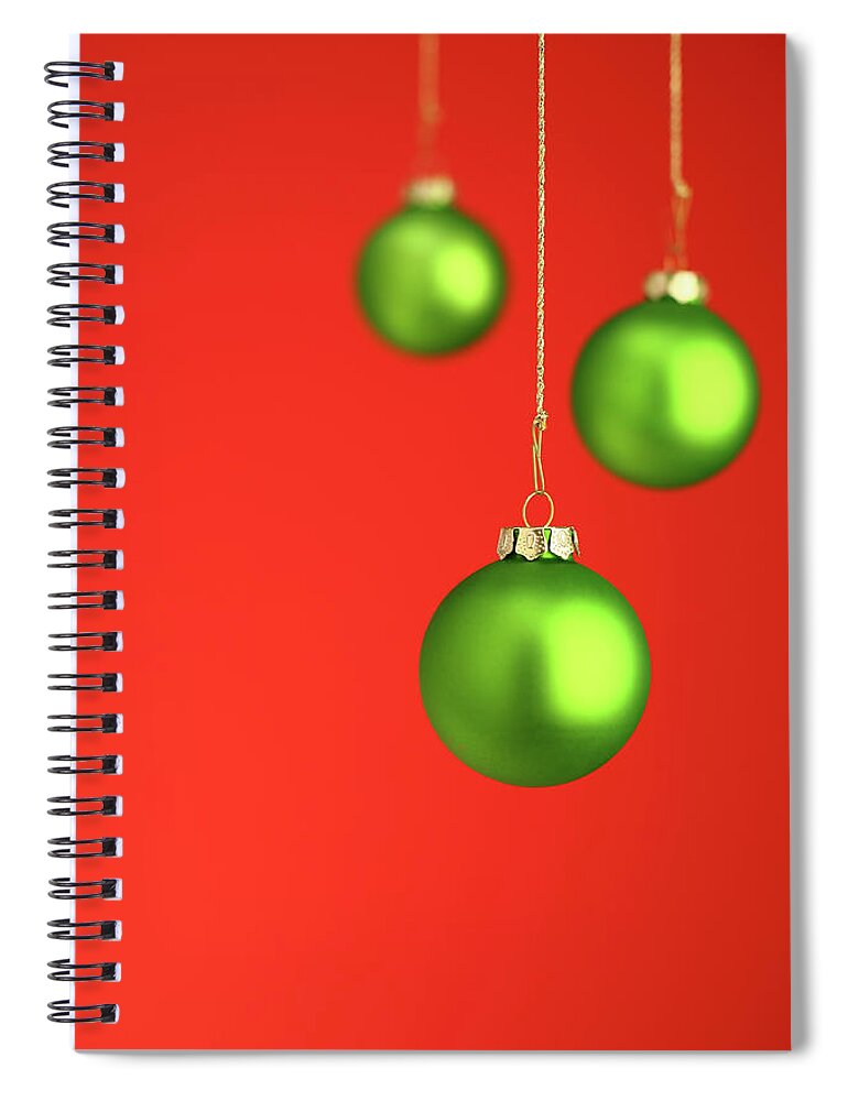 Hanging Spiral Notebook featuring the photograph Christmas Ball,red by Deimagine