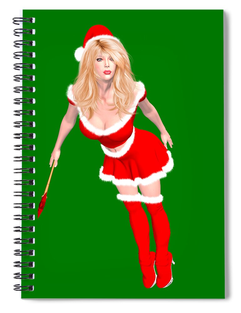 Christmas Elf Elise Spiral Notebook featuring the digital art Christmas Elf Elise by Renate Janssen