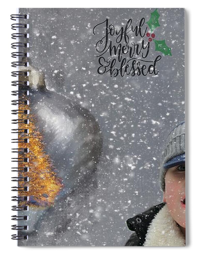 Boy Spiral Notebook featuring the mixed media Christmas Enchantement by Eva Lechner